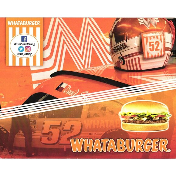 David Starr Signed Whataburger 52 NASCAR Xfinity Series 8x10 Postcard - Picture 4 of 4